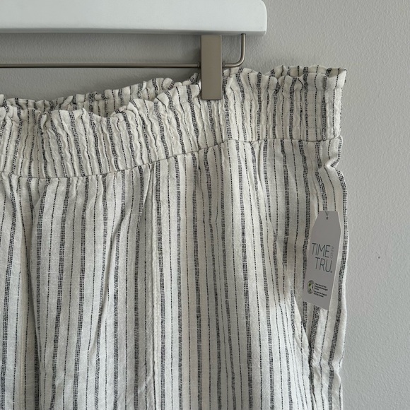 Time And Tru White Black Striped Wide Leg Linen Pant Size XL NWT - Picture 2 of 4